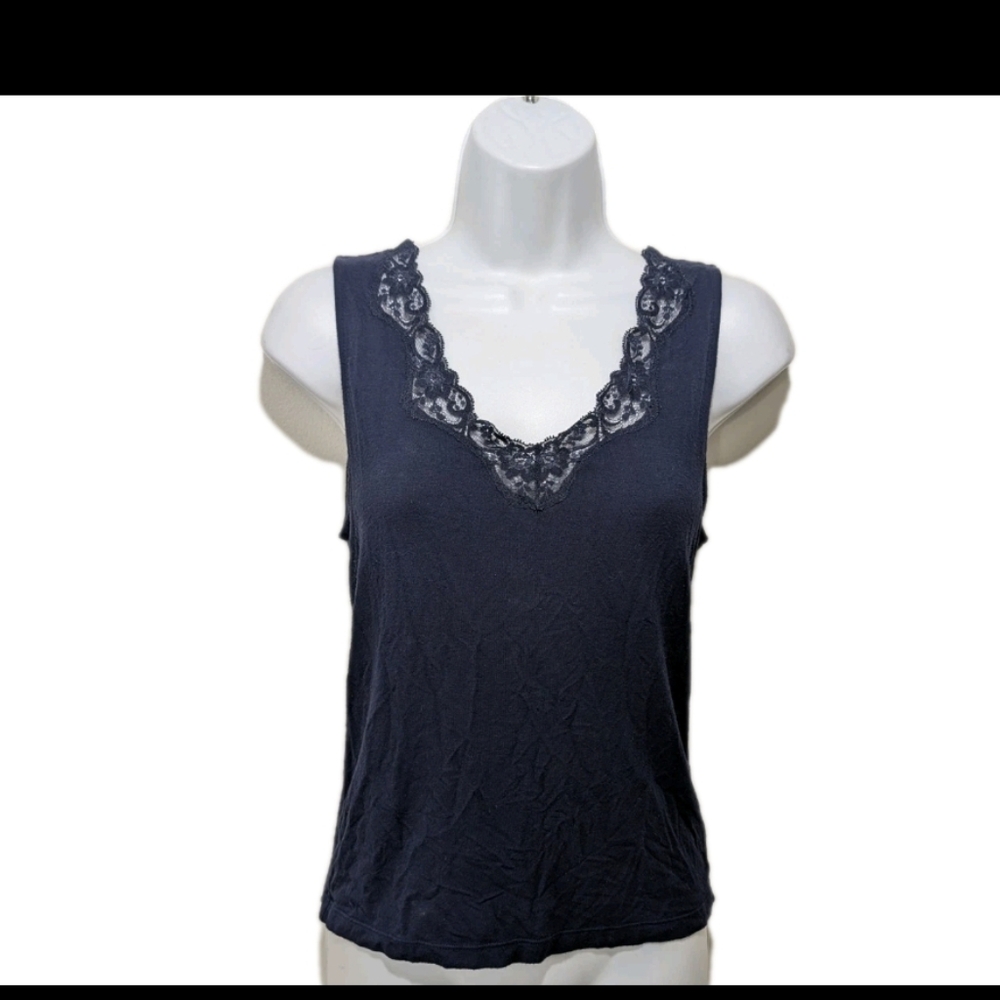 Lauren Ralph Lauren Lace Trim Babydoll Cami Tank Top S 90s Y2K #2700